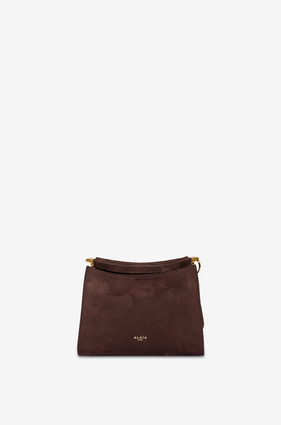 ALAÏA Le Click Small Square nubuck leather shoulder bag Women DARK BROWN 1