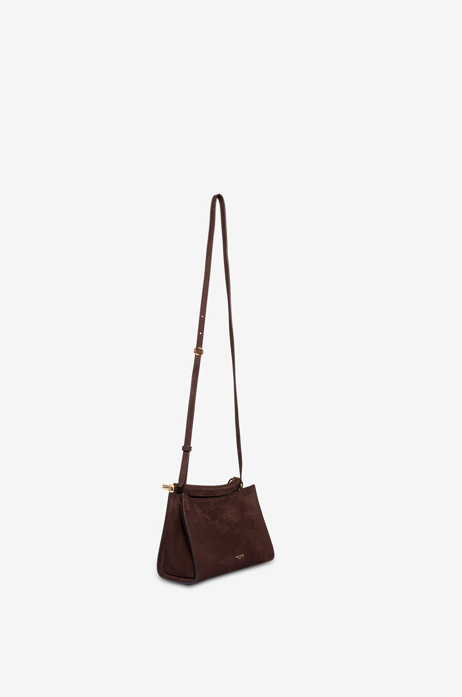 ALAÏA Le Click Small Square nubuck leather shoulder bag Women DARK BROWN 2
