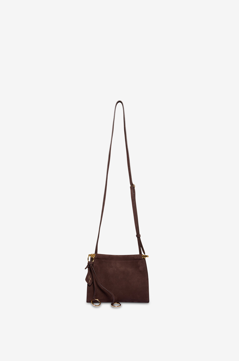 ALAÏA Le Click Small Square nubuck leather shoulder bag Women DARK BROWN 3