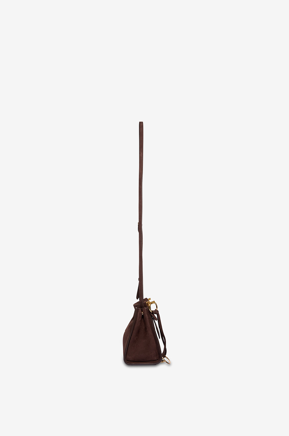 ALAÏA Le Click Small Square nubuck leather shoulder bag Women DARK BROWN 4