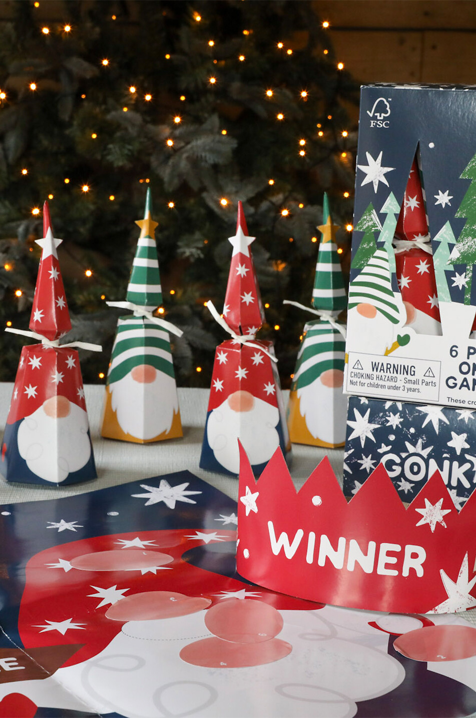 CELEBRATION CRACKERS 6er-Set Weihnachtsknallbonbons Pin the Conk on the Gonk Haus BUNT 5