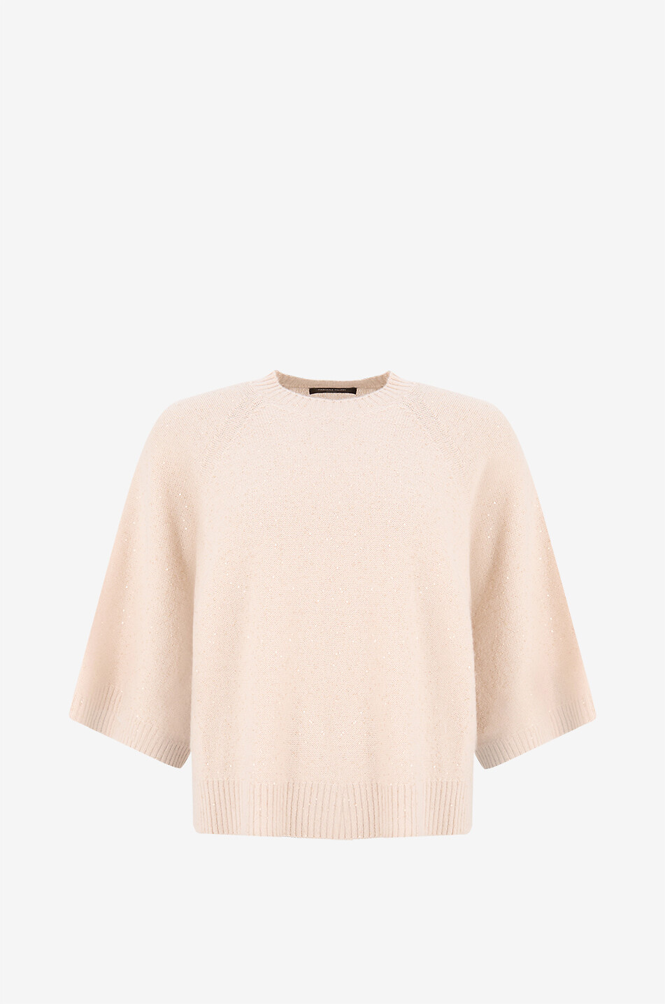 FABIANA FILIPPI Sequin-embroidered fluffy garter stitch cape jumper Women Light beige 1
