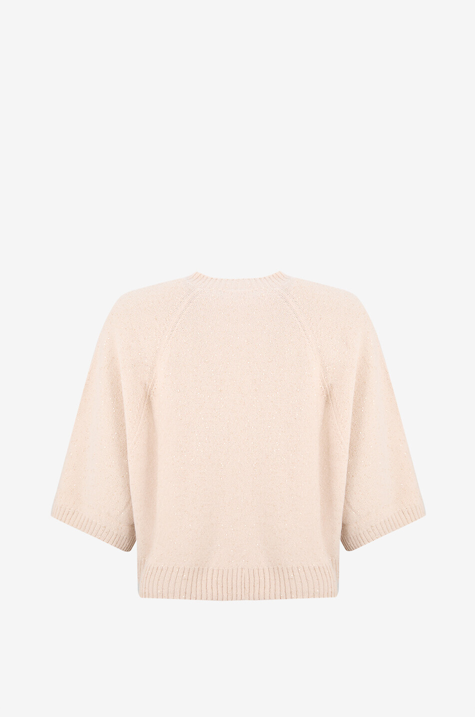 FABIANA FILIPPI Sequin-embroidered fluffy garter stitch cape jumper Women Light beige 2