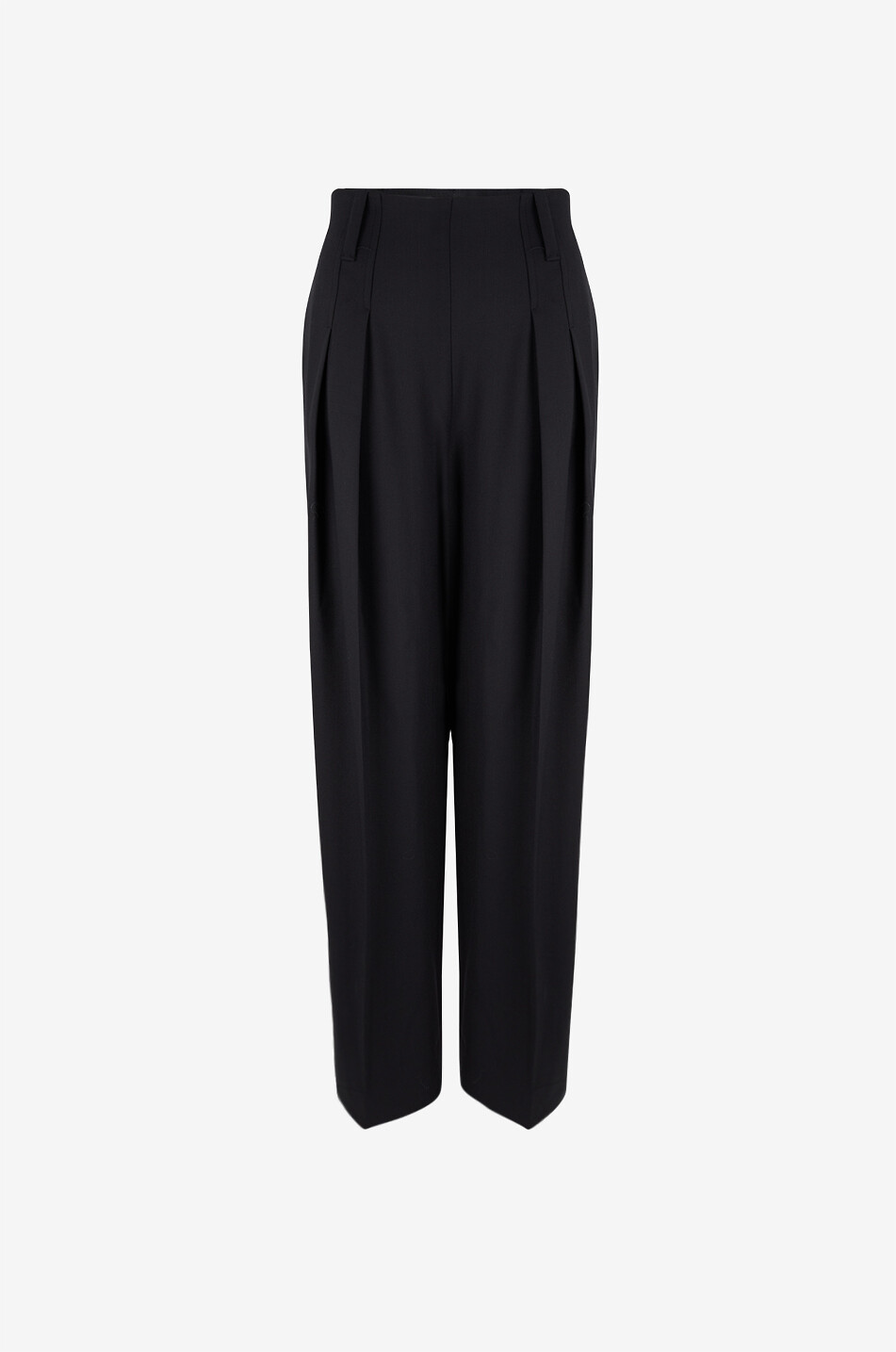 VICTORIA BECKHAM High Waist Cinch wide-leg wool blend pleated trousers Women BLACK 1