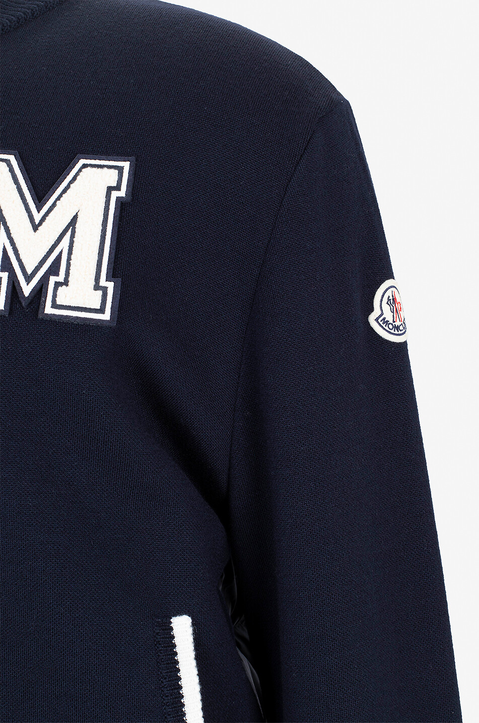 MONCLER Cardigan bi-matière desgin universitaire à monogramme M Homme BLEU FONCE 3