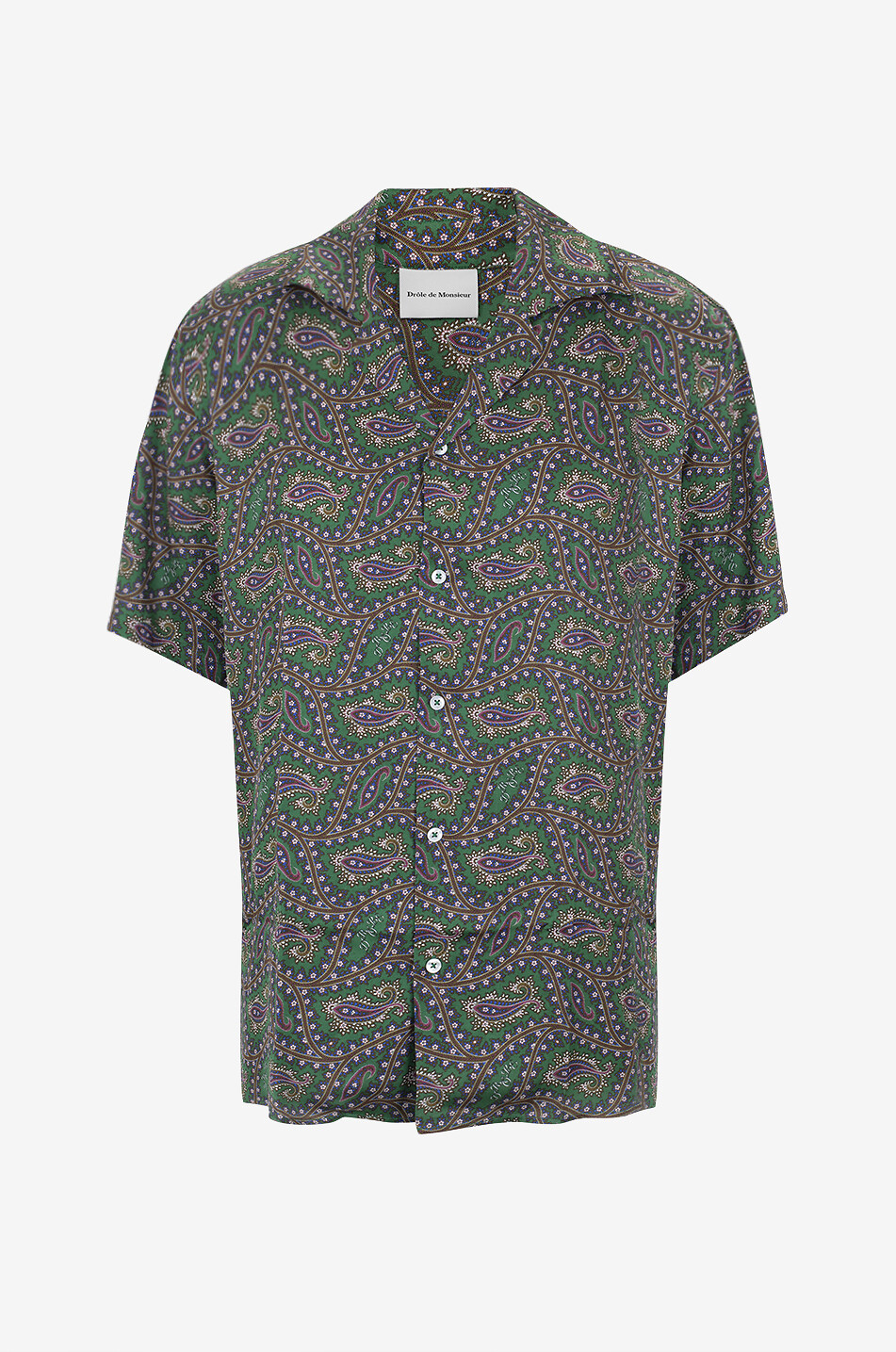 DROLE DE MONSIEUR Chemise à manches courtes en sergé La Chemise Paisley. Homme VERT FONCÉ 1