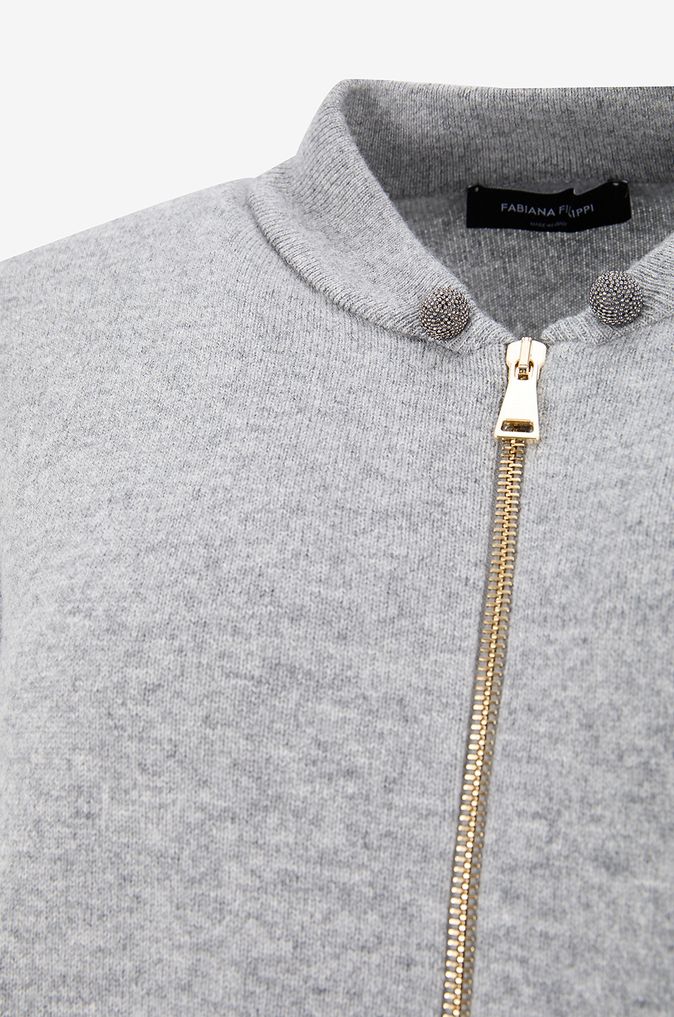 FABIANA FILIPPI Platinum lightweight knit bomber jacket Women GREY 3