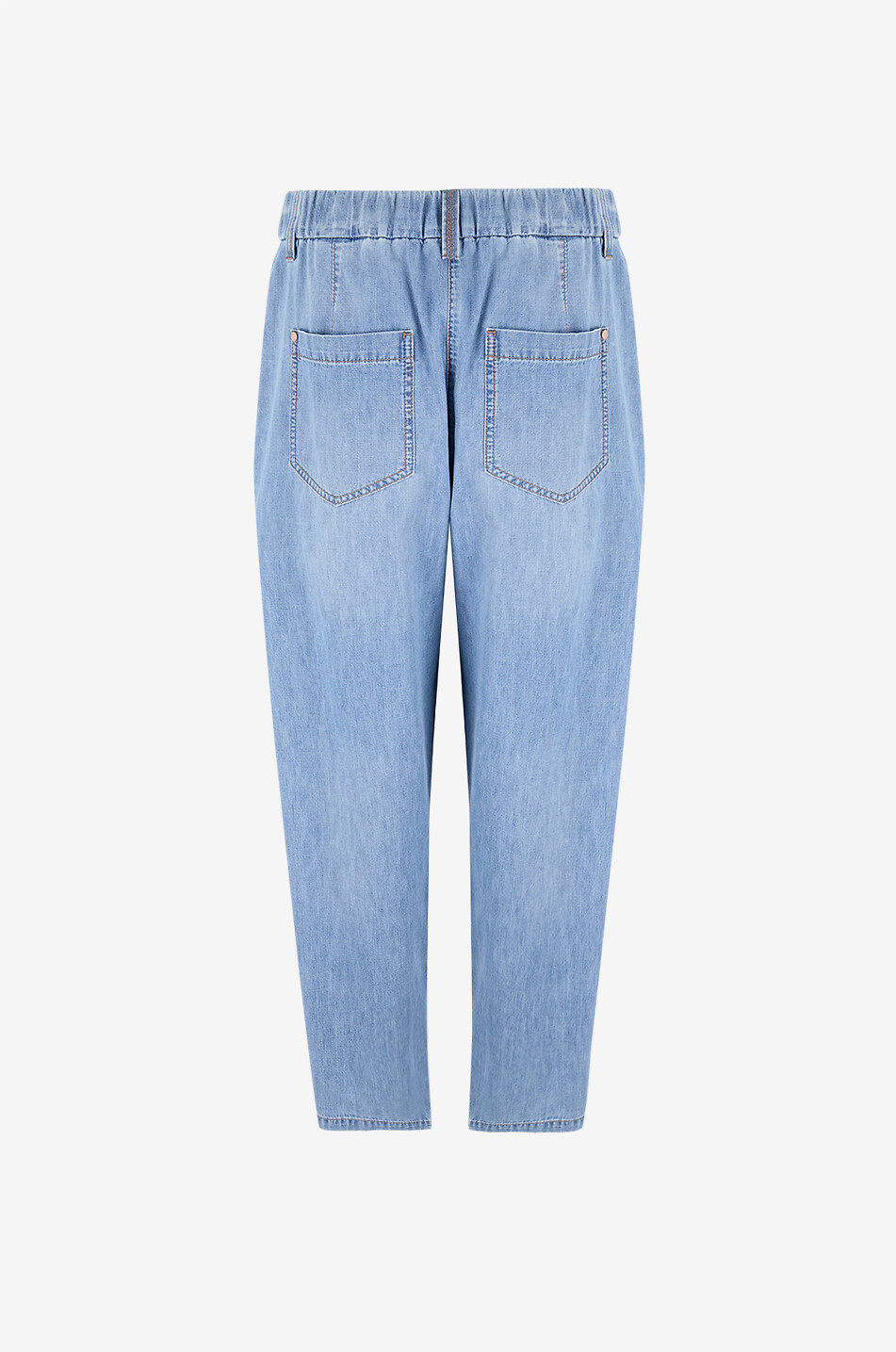 BRUNELLO CUCINELLI Jean carotte léger à taille élastiquée haute Monili Femme BLEU CLAIR 2