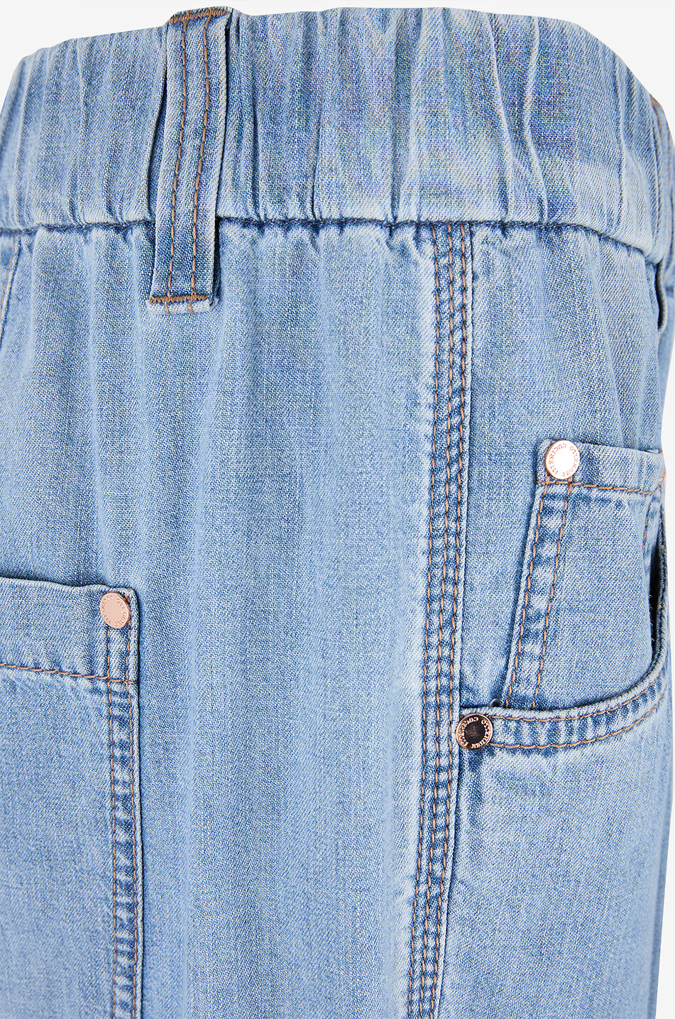 BRUNELLO CUCINELLI Jean carotte léger à taille élastiquée haute Monili Femme BLEU CLAIR 3