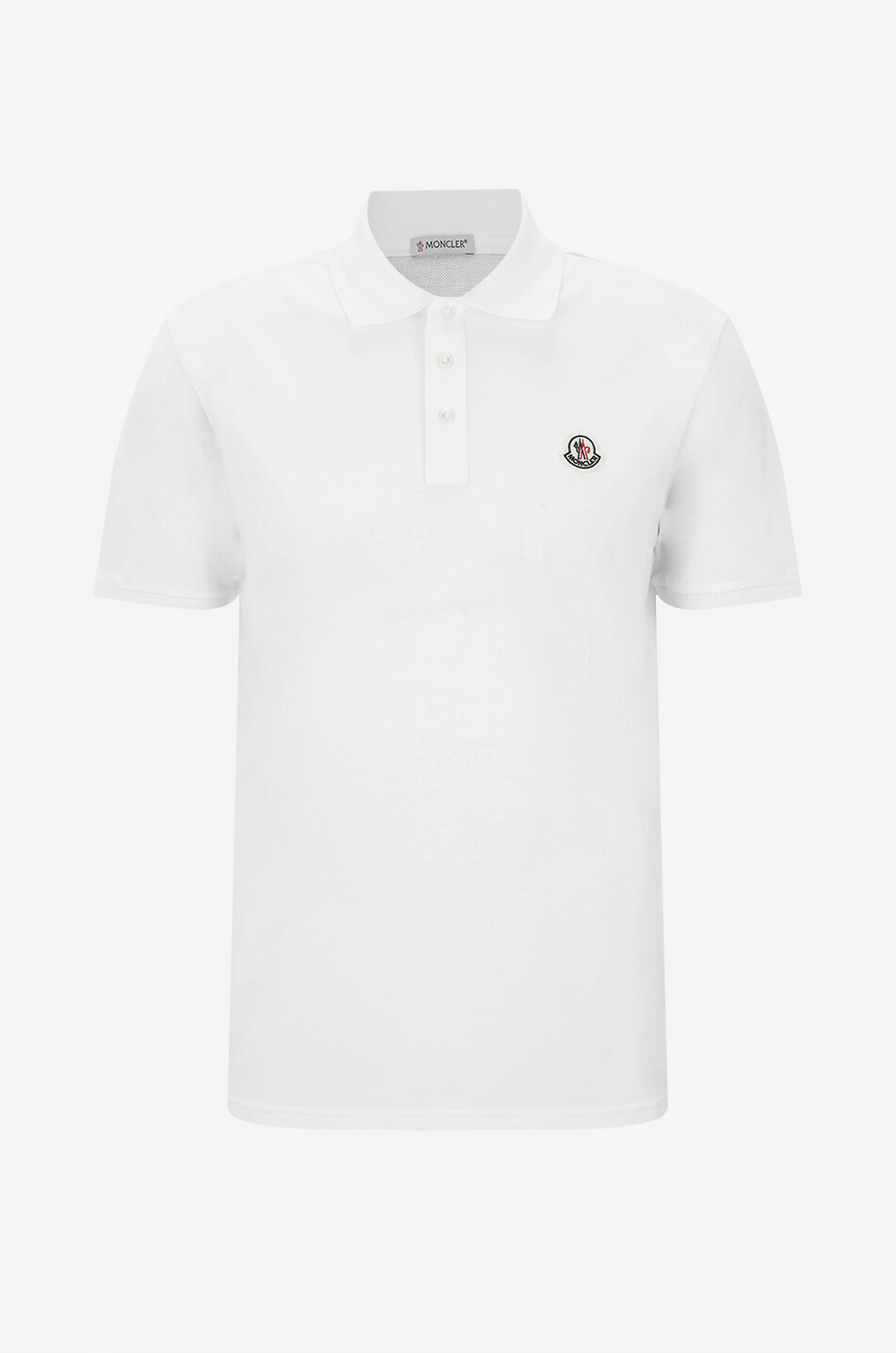 MONCLER Kurzarm-Polohemd mit Fischgrat-Detail am Kragen Herren WEISS 1