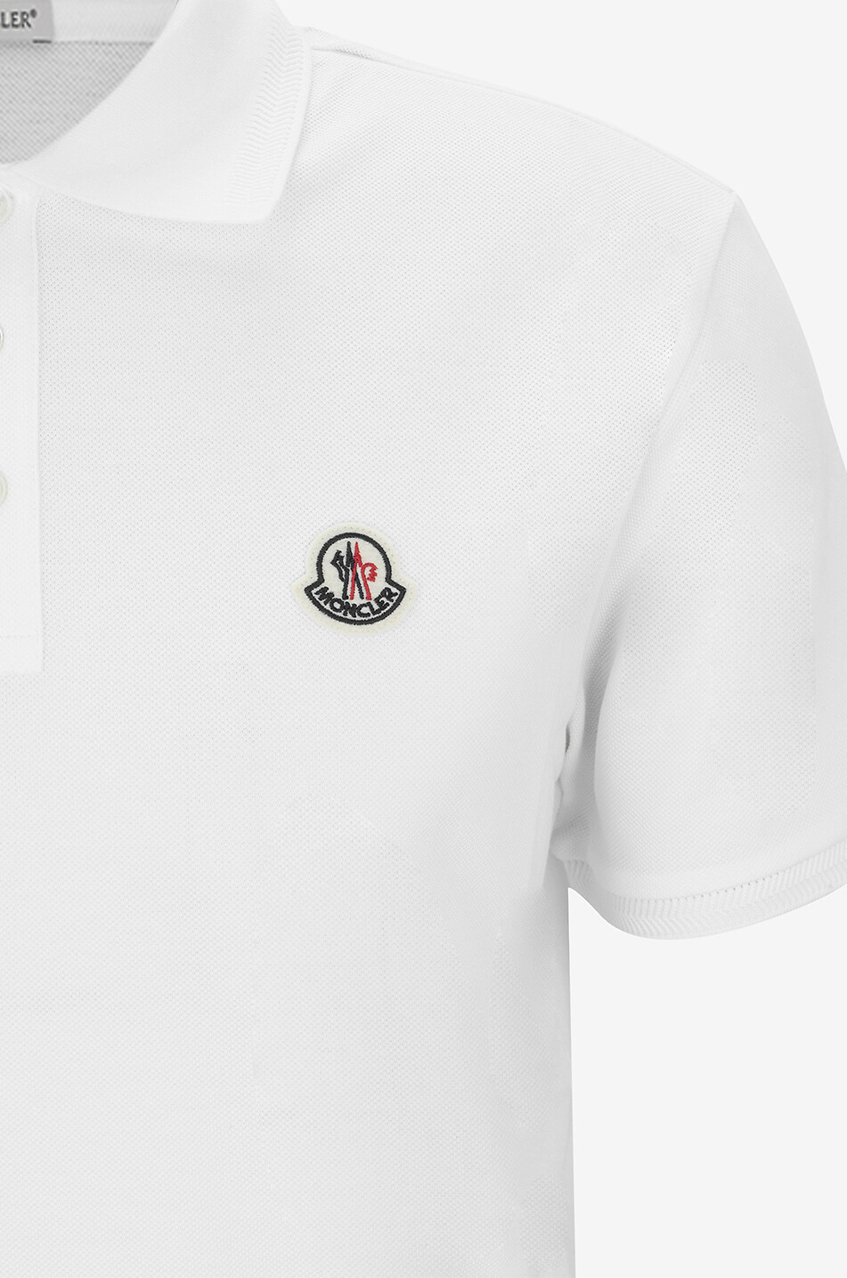 MONCLER Kurzarm-Polohemd mit Fischgrat-Detail am Kragen Herren WEISS 3