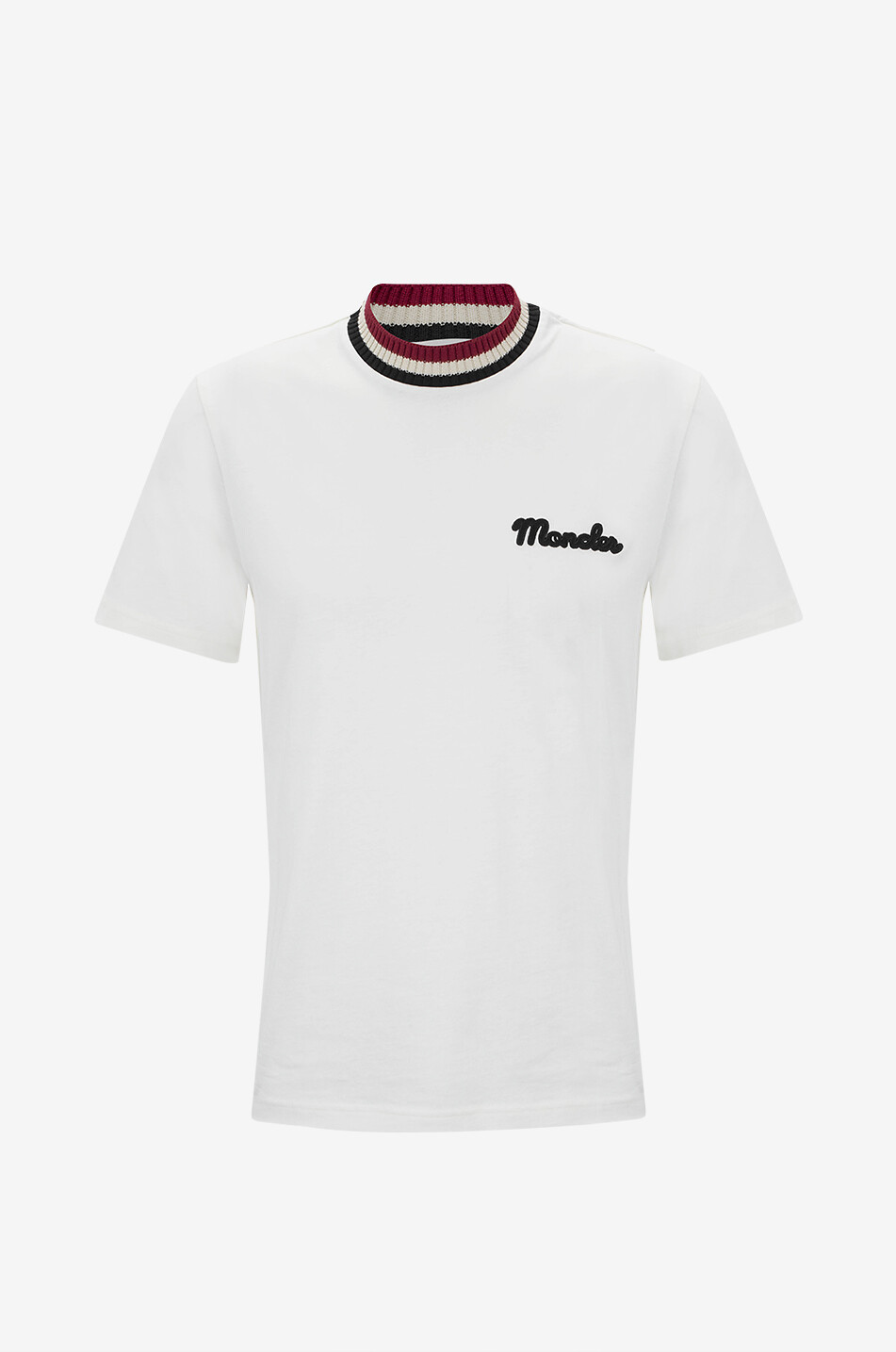 Retro logo T-shirt with striped crewneck