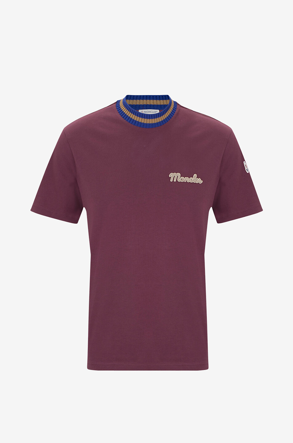 MONCLER Retro logo T-shirt with striped crewneck Men RED 1