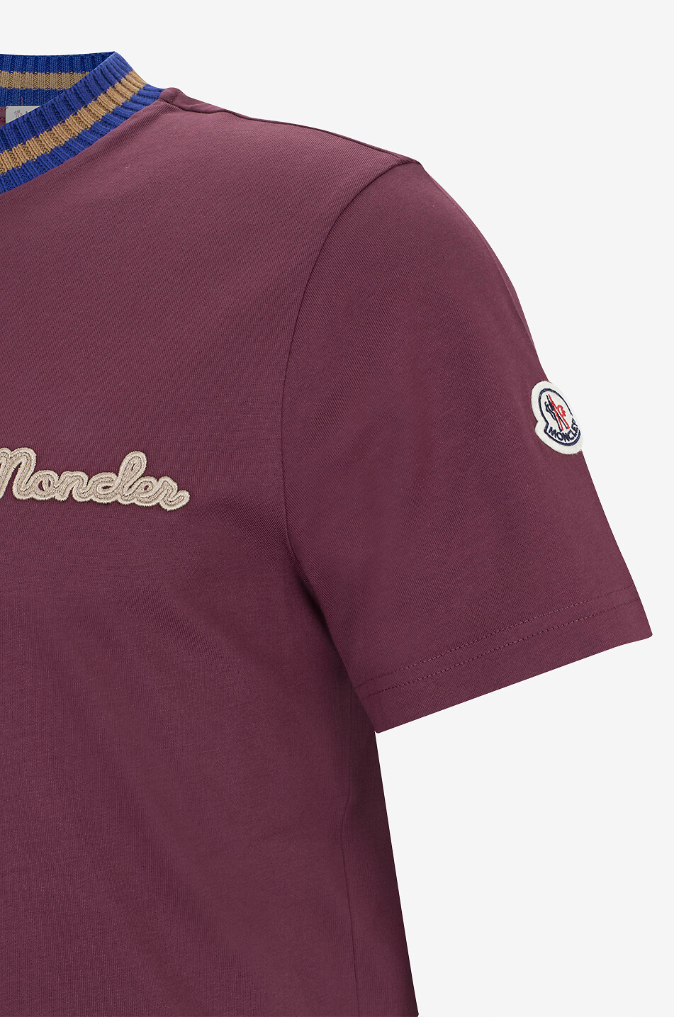MONCLER Retro logo T-shirt with striped crewneck Men RED 3