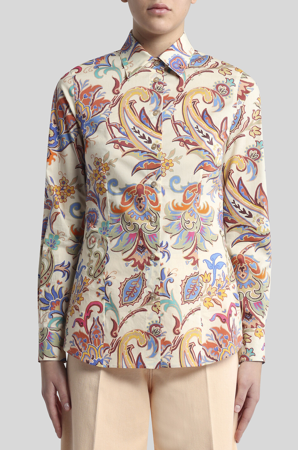 ETRO Paisley Florals printed cinched poplin shirt Women MULTI COLOURED 3