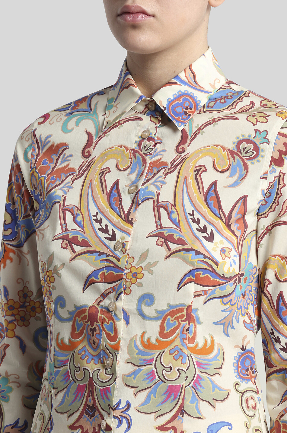 ETRO Paisley Florals printed cinched poplin shirt Women MULTI COLOURED 5
