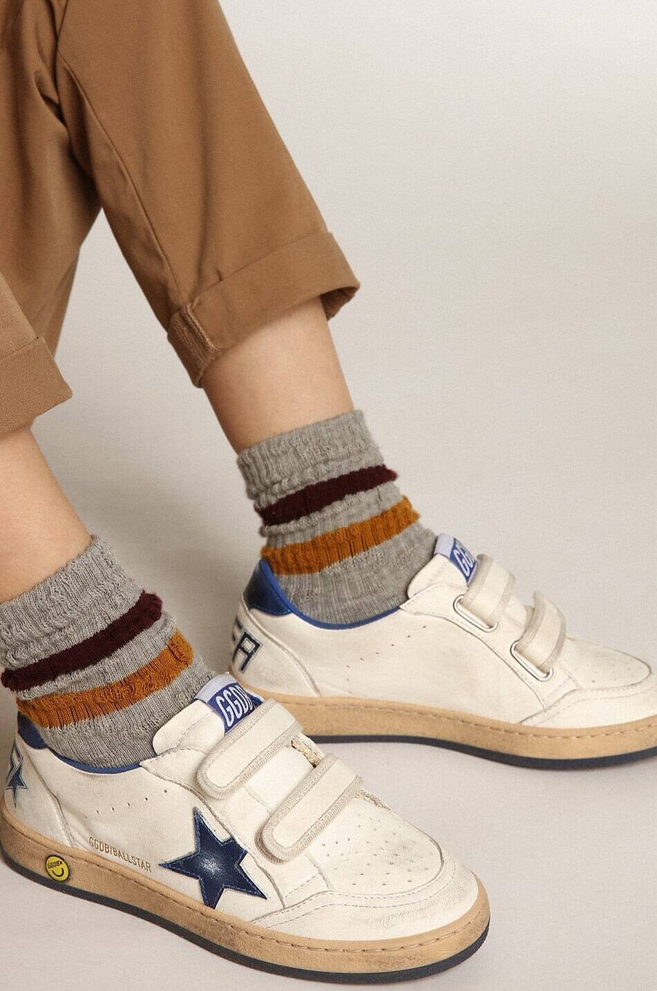 GOLDEN GOOSE Baskets à scratch en cuir nappa garçon Ball Star Young Garçon BLANC 3