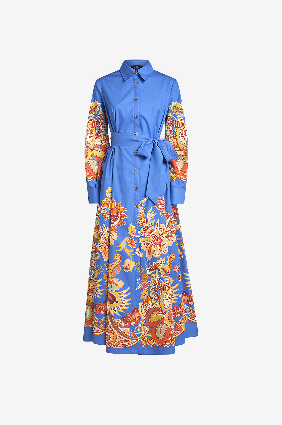 Paisley Florals long poplin shirt dress