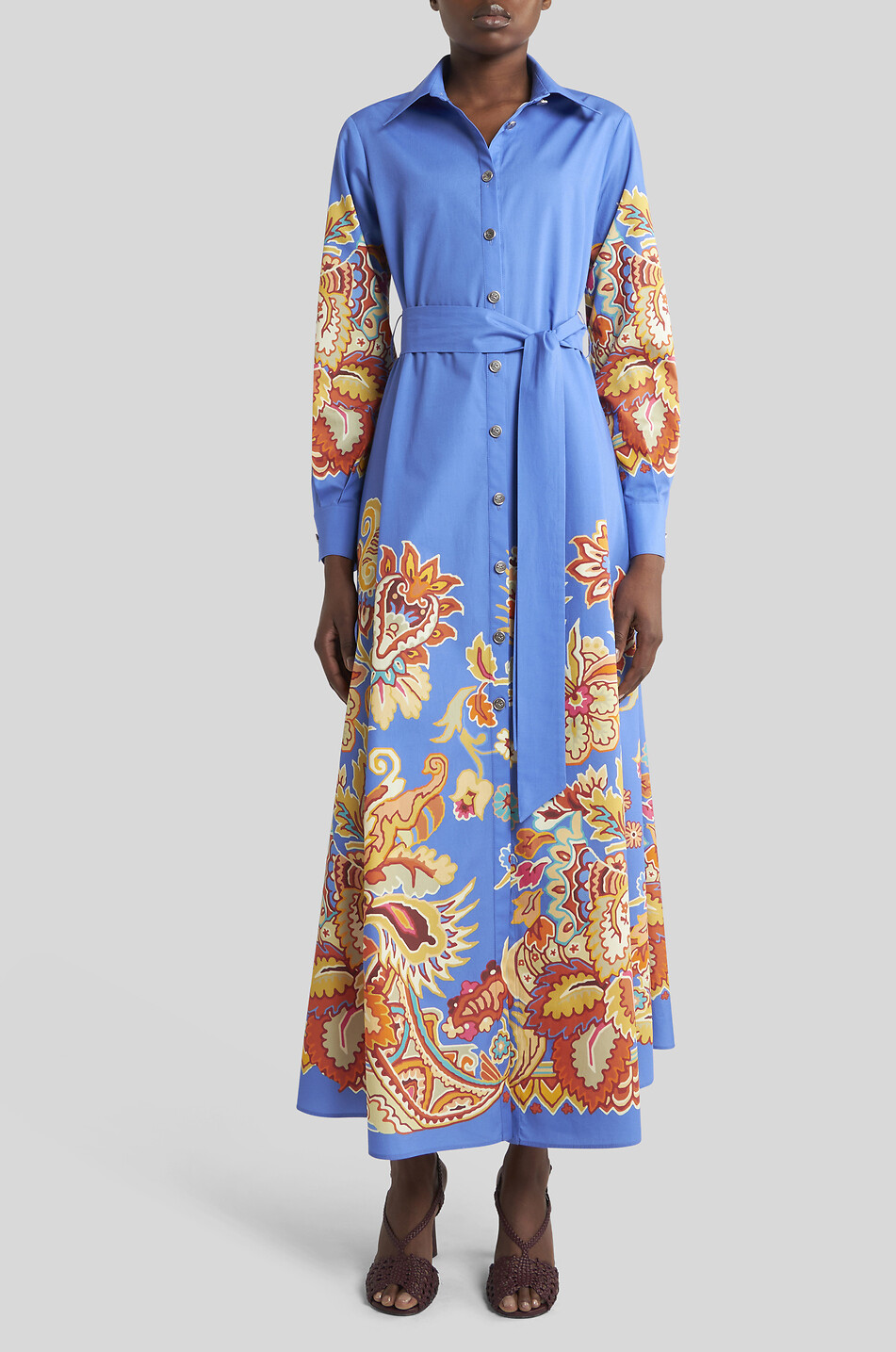 ETRO Paisley Florals long poplin shirt dress Women MULTI COLOURED 3