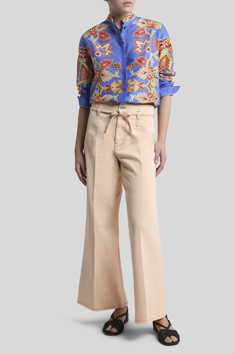 ETRO Langes Seiden- und Baumwollhemd mit Print Paisley Florals Damen BUNT 3