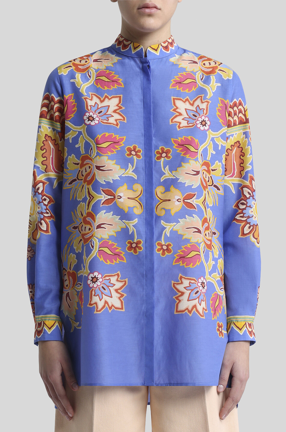 ETRO Langes Seiden- und Baumwollhemd mit Print Paisley Florals Damen BUNT 6