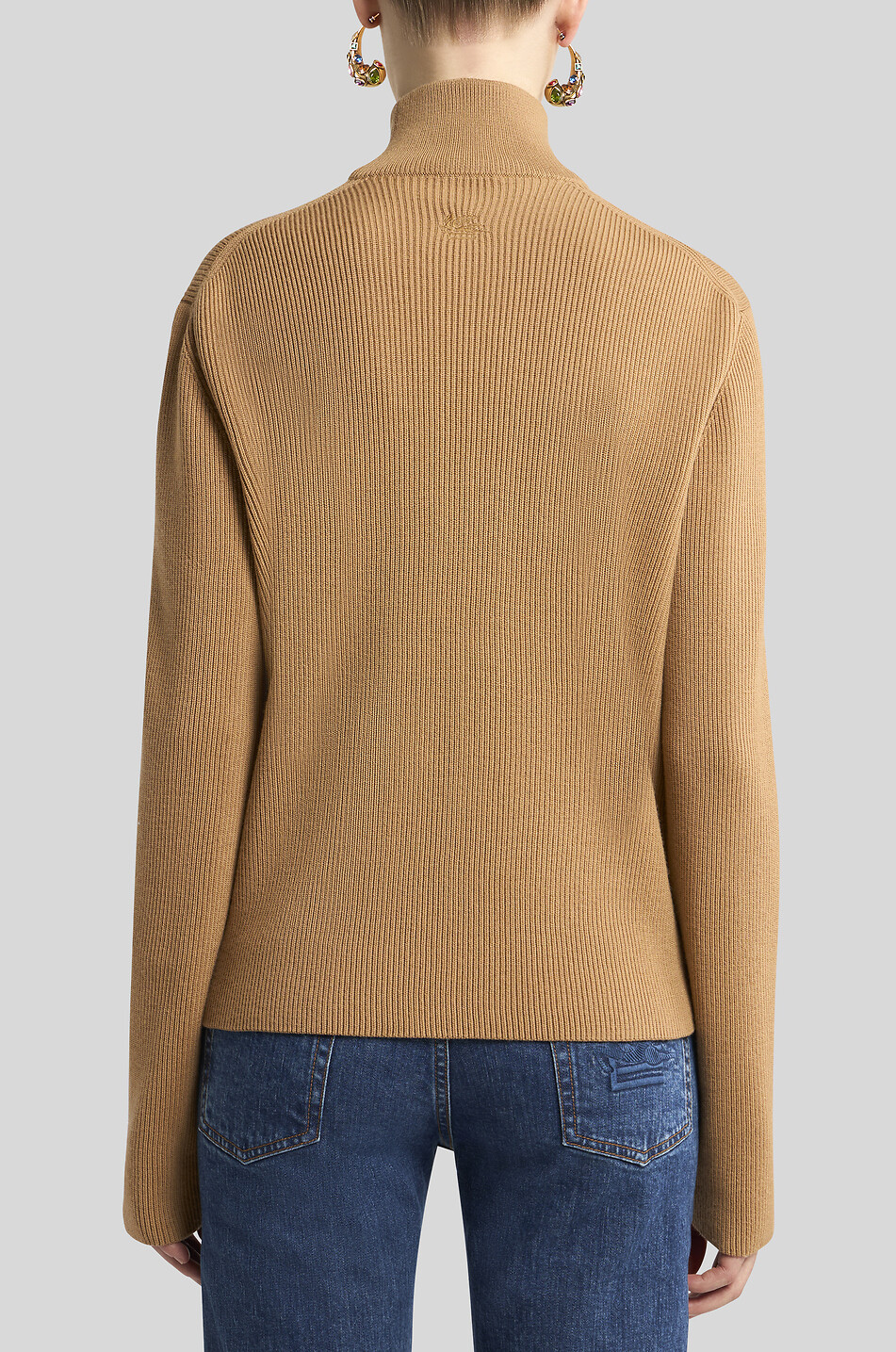 ETRO Pull côtelé à col entonnoir en laine Pegaso Femme CAMEL 4