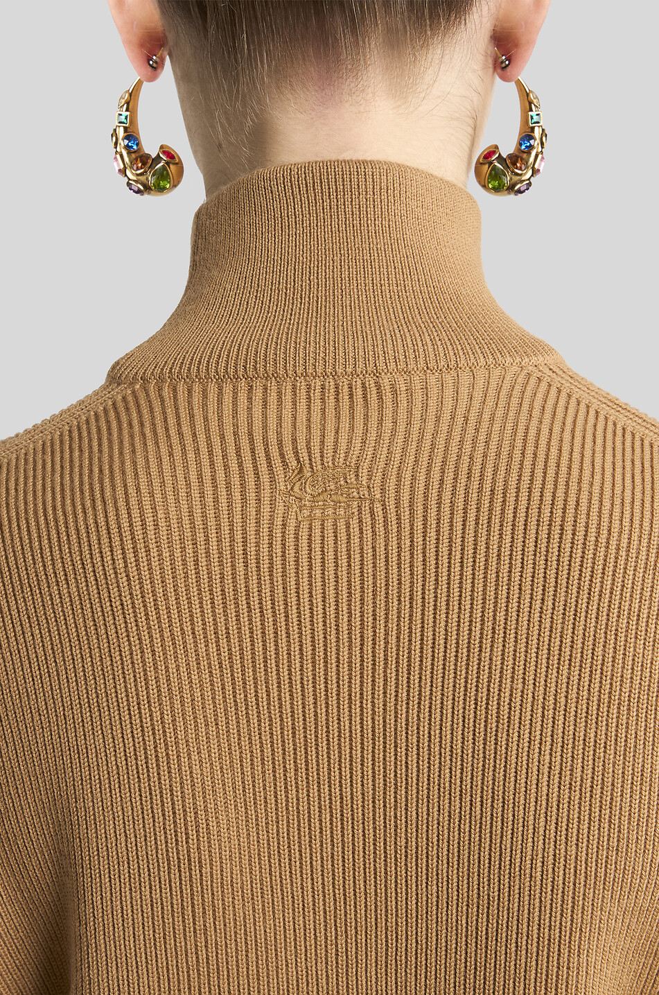 ETRO Pull côtelé à col entonnoir en laine Pegaso Femme CAMEL 5