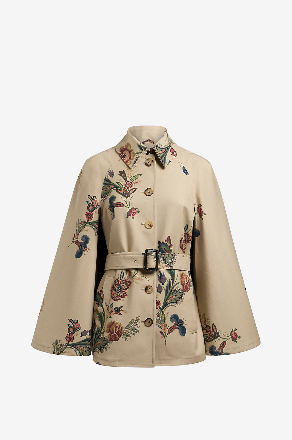 ETRO Trench court esprit cape imprimé fleurs Femme KAKI 1