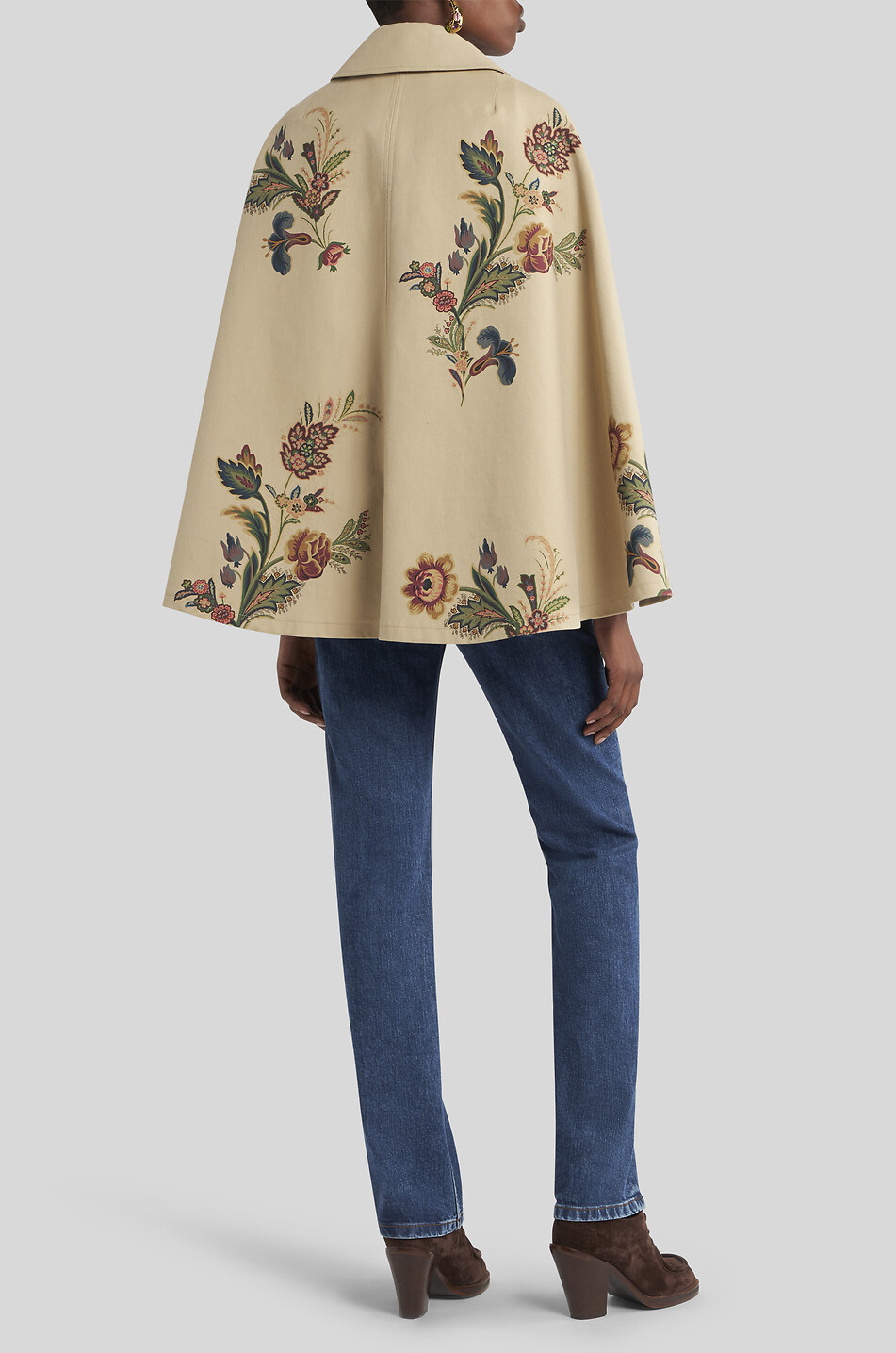 ETRO Trench court esprit cape imprimé fleurs Femme KAKI 4
