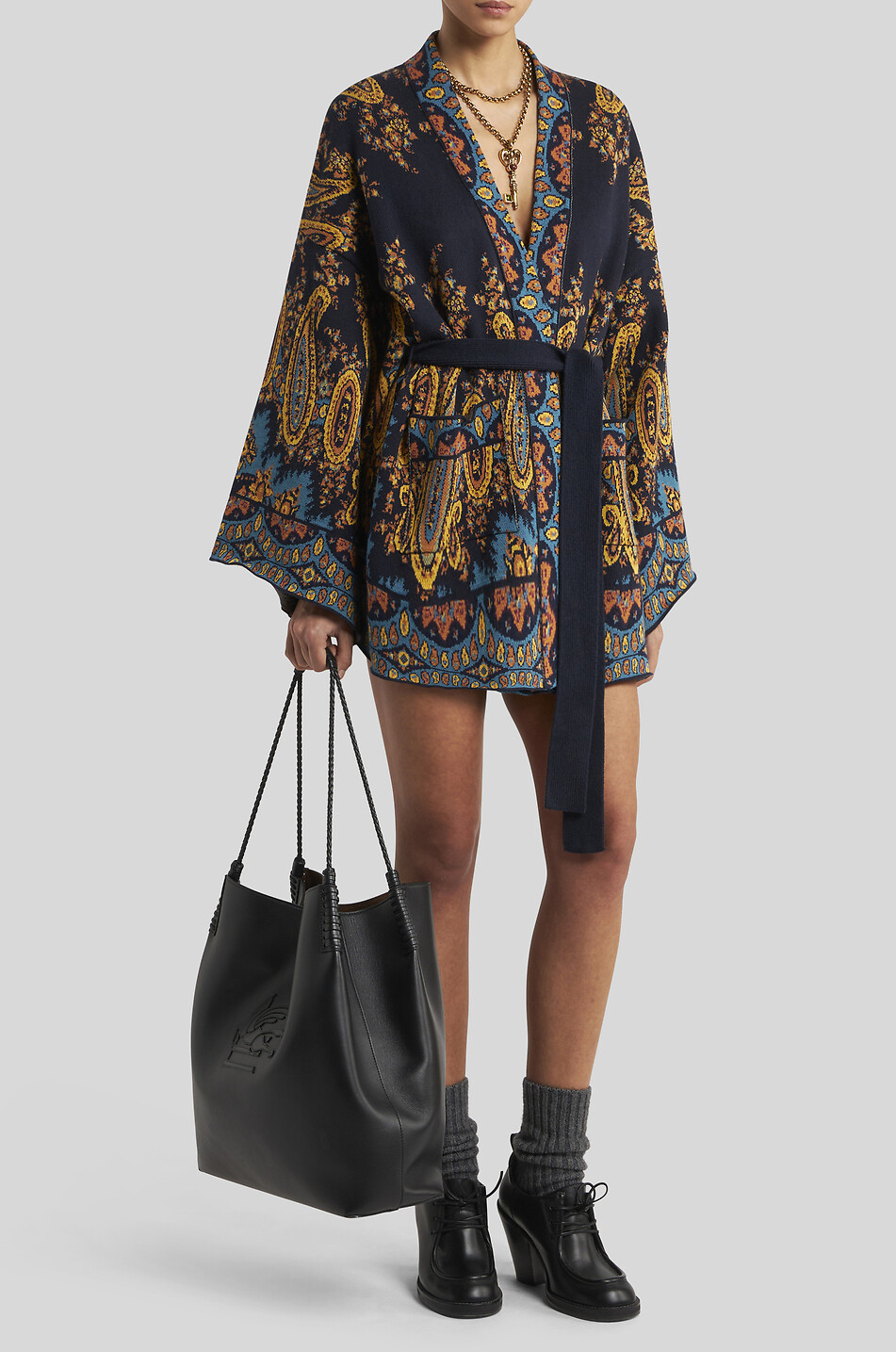ETRO Paisley patterned jacquard knit kimono Women MULTI COLOURED 1 3