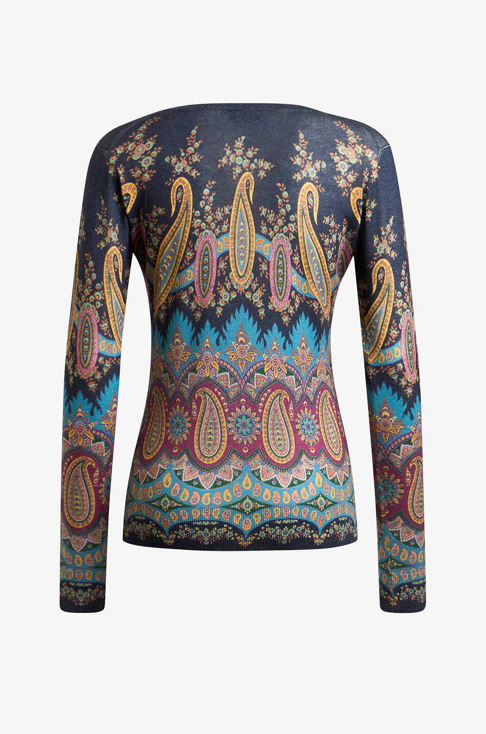 ETRO Pull ajusté à col V en cachemire et soie imprimé Paisley Femme MULTICOLORE1 2
