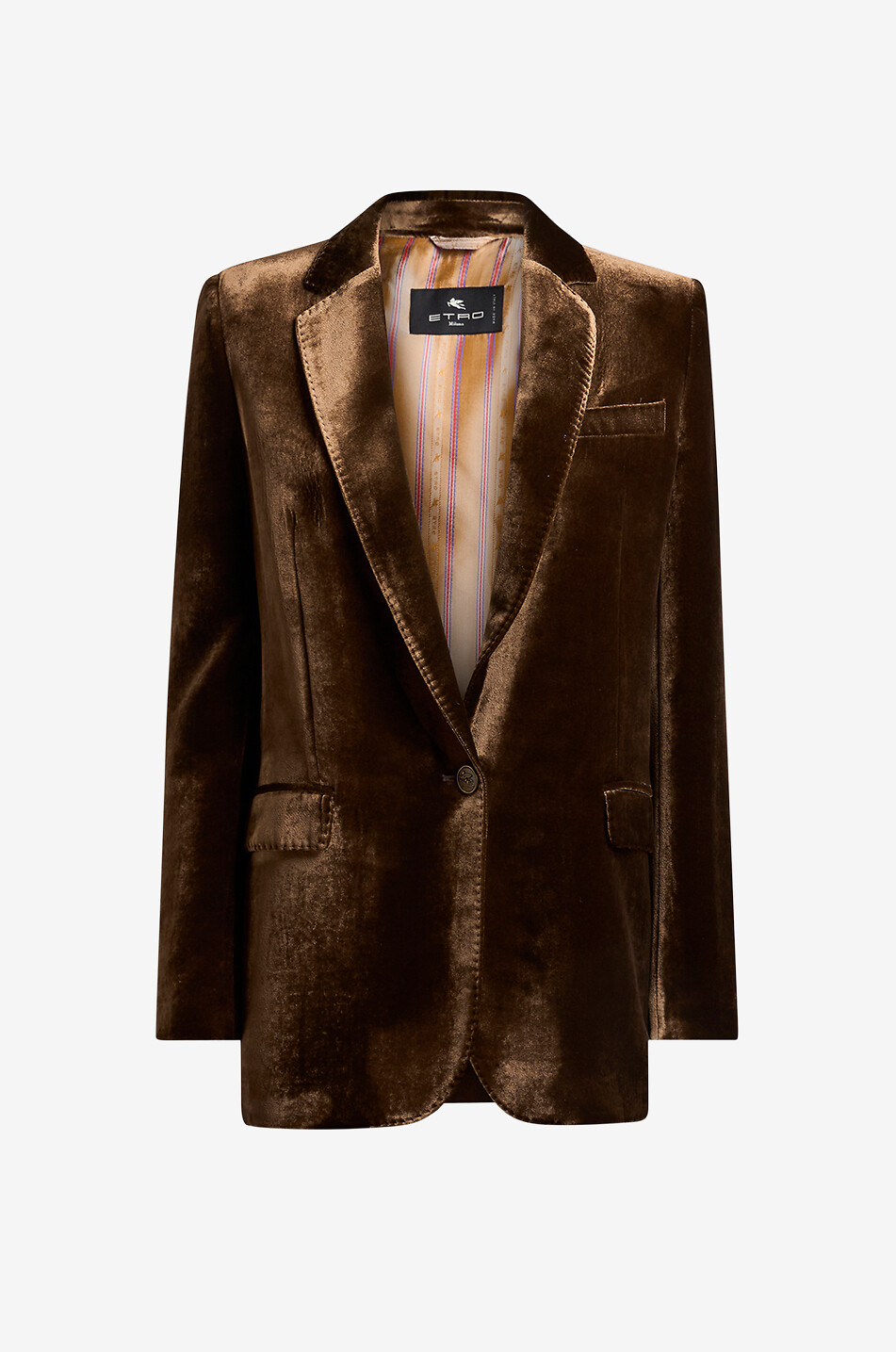 ETRO Einreihiger gerader Samtblazer Damen BRAUN 1