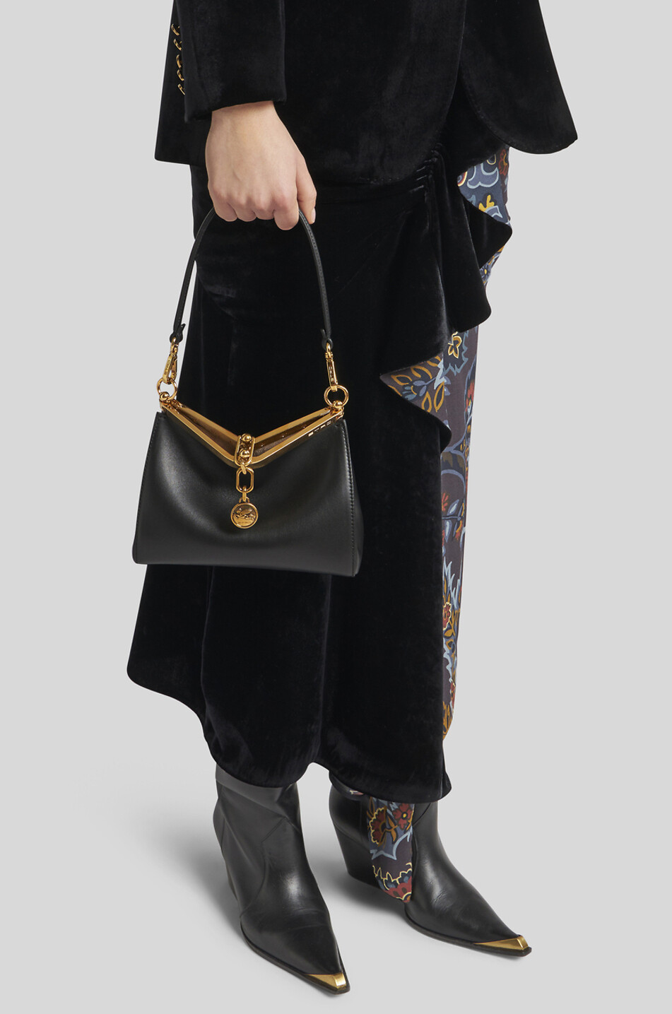 ETRO Glattleder-Schultertasche Vela Small Damen SCHWARZ 3