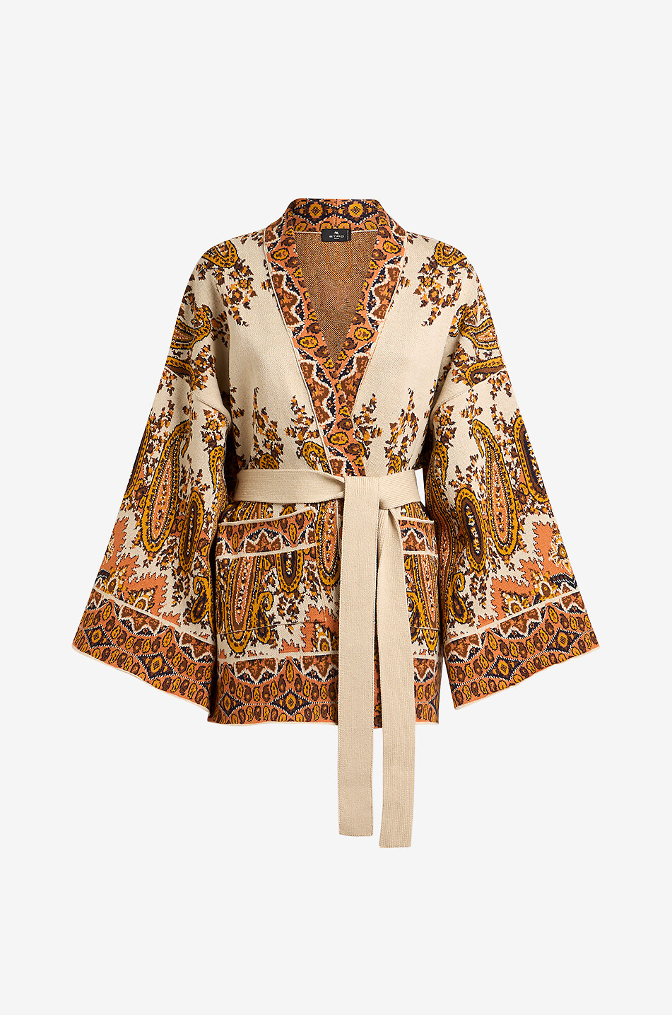 Paisley patterned jacquard knit kimono