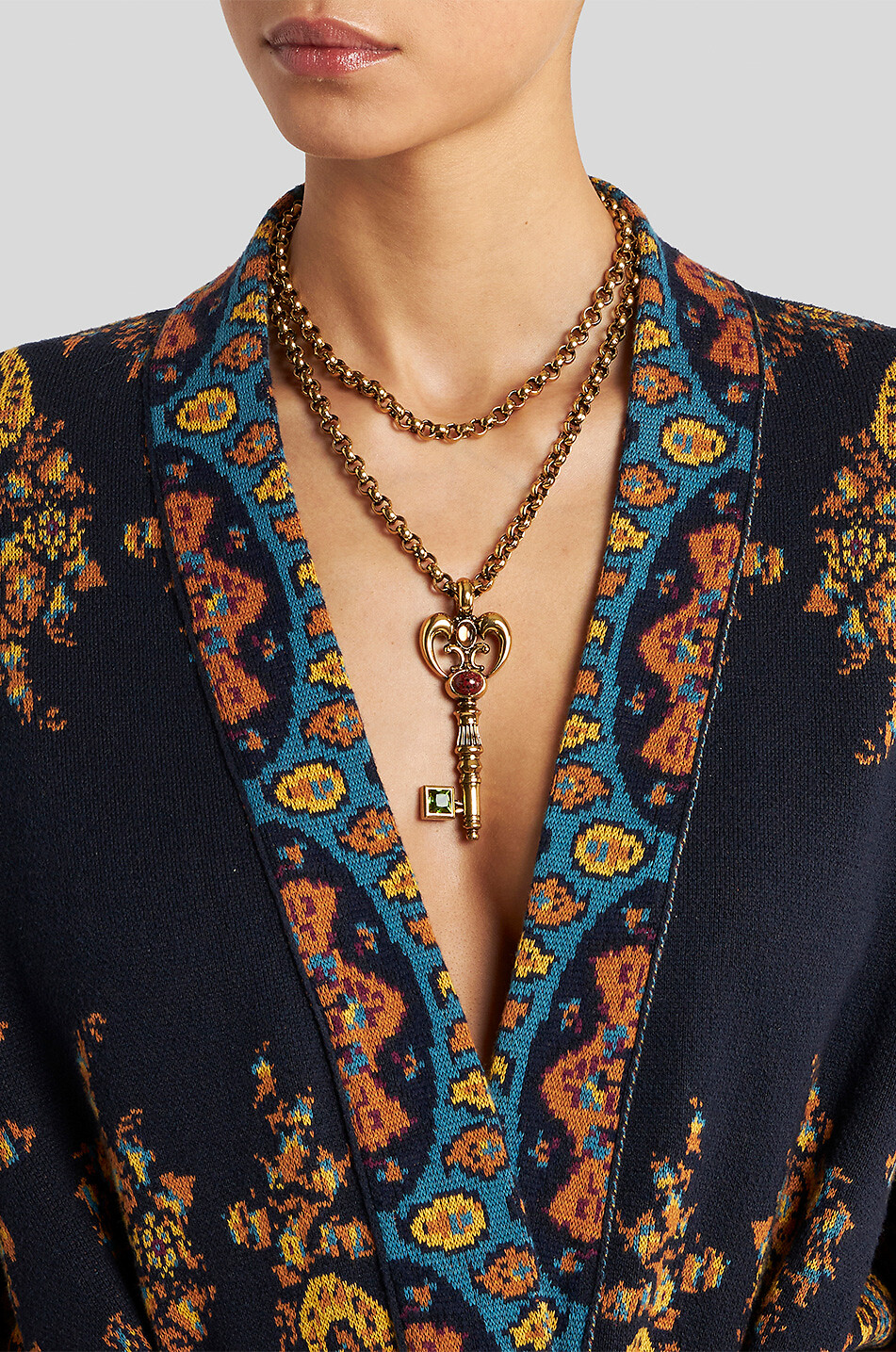 ETRO Paisley patterned jacquard knit kimono Women MULTI COLOURED 1 5