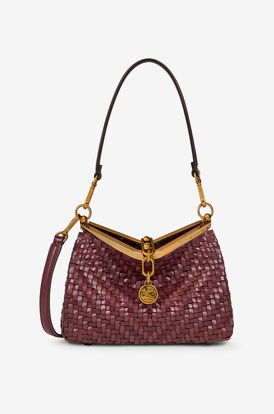 ETRO Sac porté épaule en cuir tressé Vela Smal Femme ROUGE FONCÉ 1