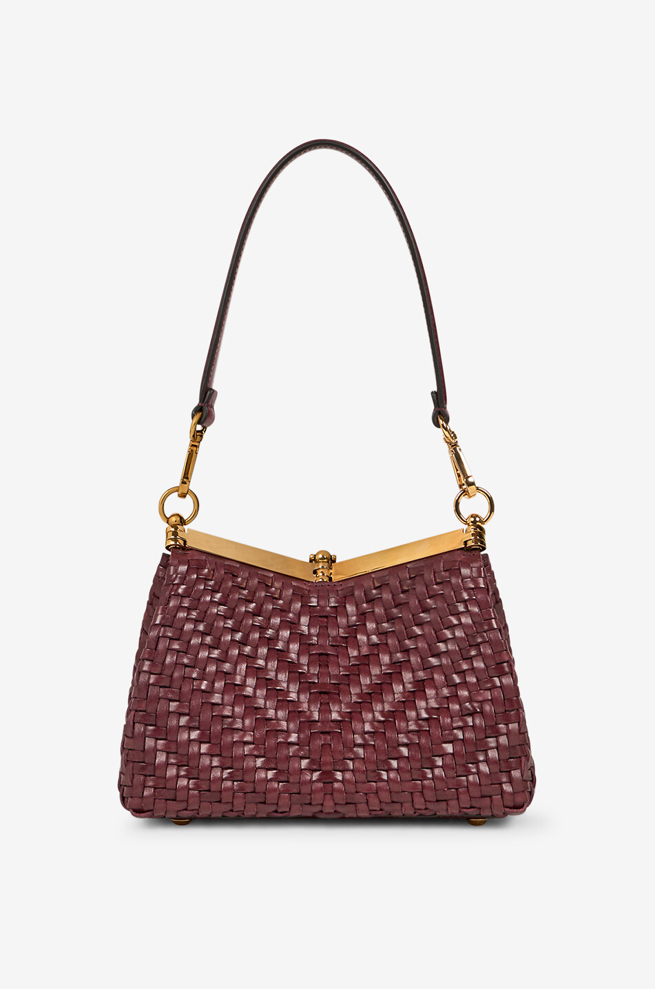 ETRO Sac porté épaule en cuir tressé Vela Smal Femme ROUGE FONCÉ 4