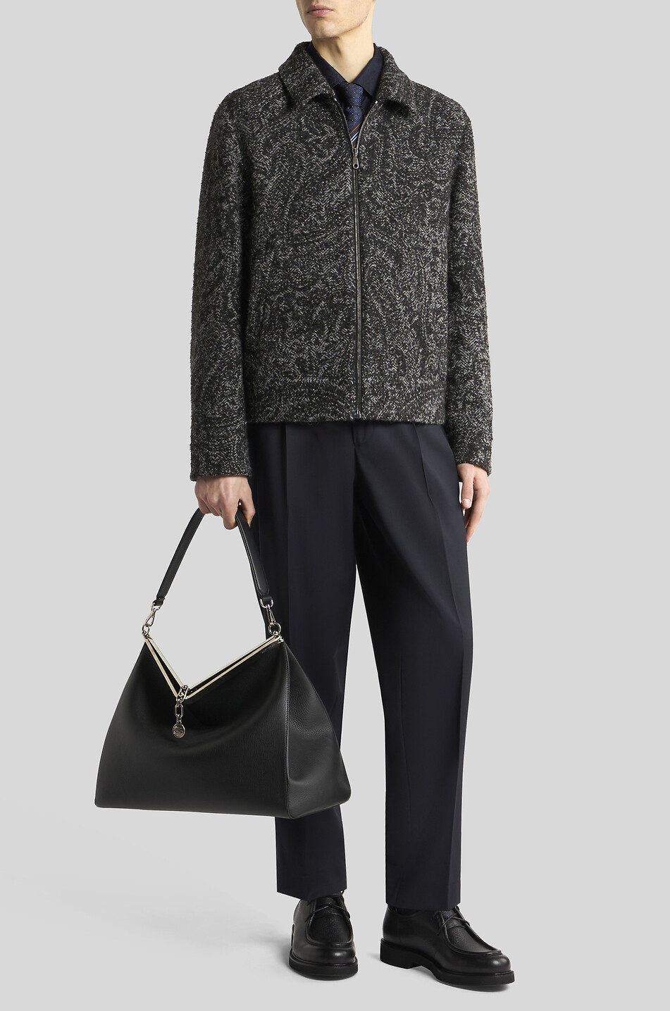 ETRO Blouson court en maille Homme GRIS MOYEN 3