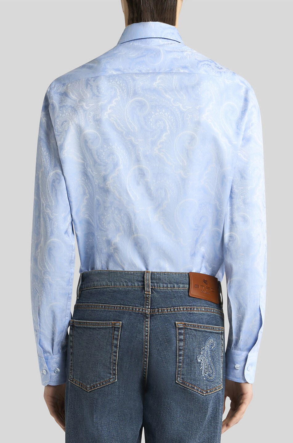ETRO Hemd aus Baumwolljacquard mit Motiv Paisley Ramage Roma Herren HELLBLAU 4