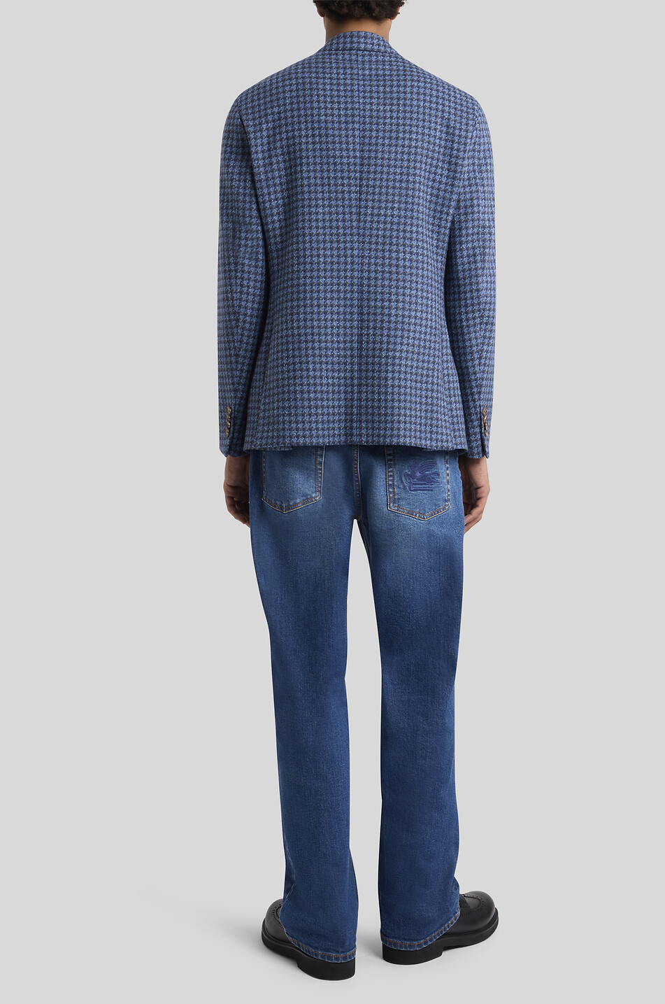 ETRO Roma Fit multicolour houndstooth wool blend blazer Men MEDIUM BLUE 4