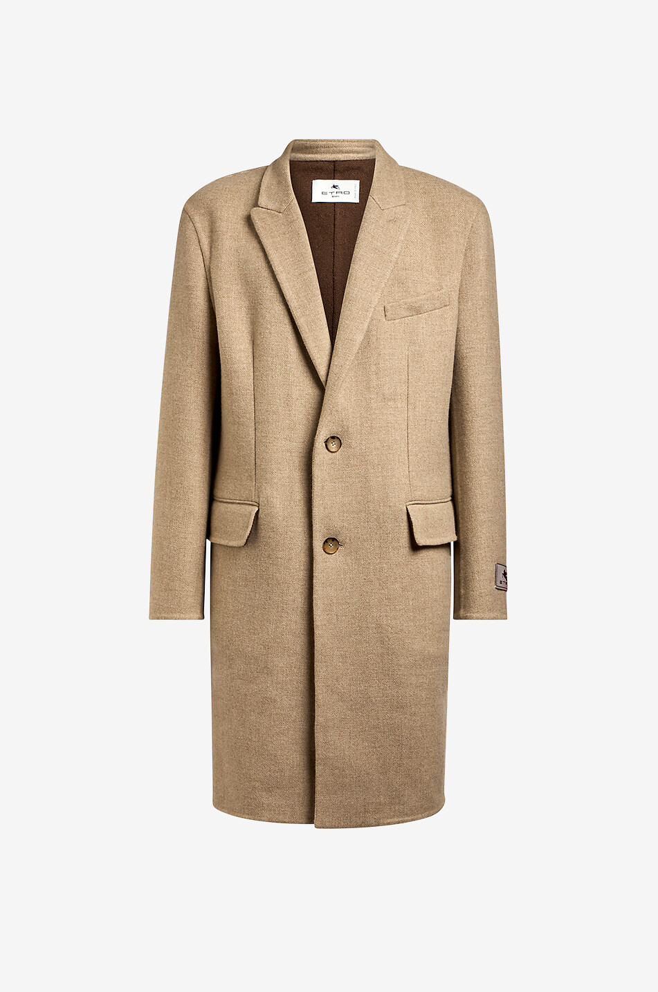 Manteau à boutonnage simple en laine et cachemire