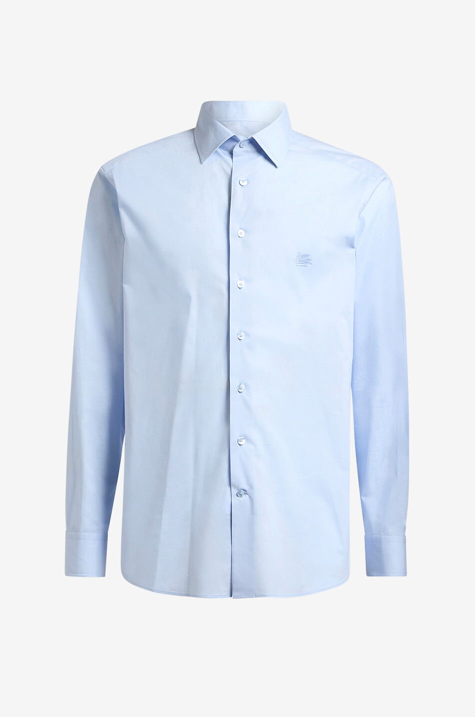 Einfarbiges Baumwollhemd mit Pegaso-Stickerei Roma