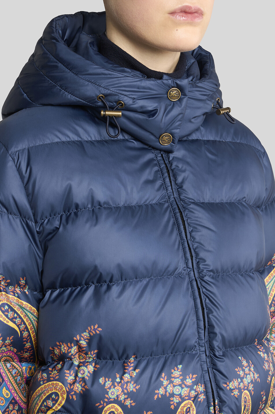 Mid-length technical fabric high-neck puffer jacket ETRO MULTI