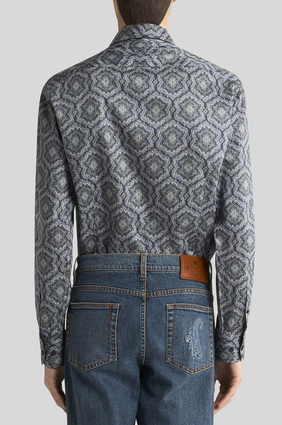 ETRO Roma medallion printed lightweight cotton shirt Men DARK BLUE 4