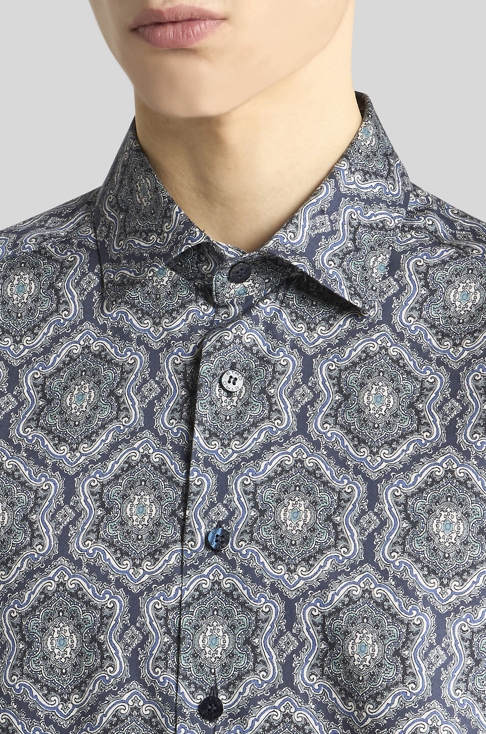 ETRO Roma medallion printed lightweight cotton shirt Men DARK BLUE 5