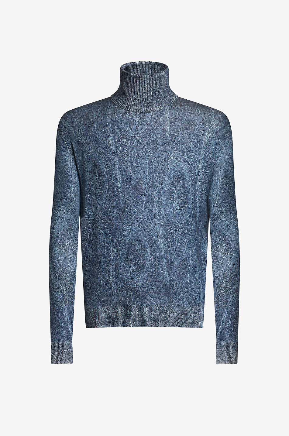ETRO Pull fin à col roulé en cachemire et soie Paisley Homme BLEU FONCE 1