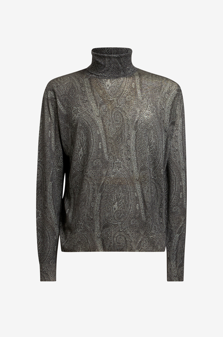 ETRO Paisley cashmere and silk fine-gauge turtleneck jumper Men DARK GREY 1