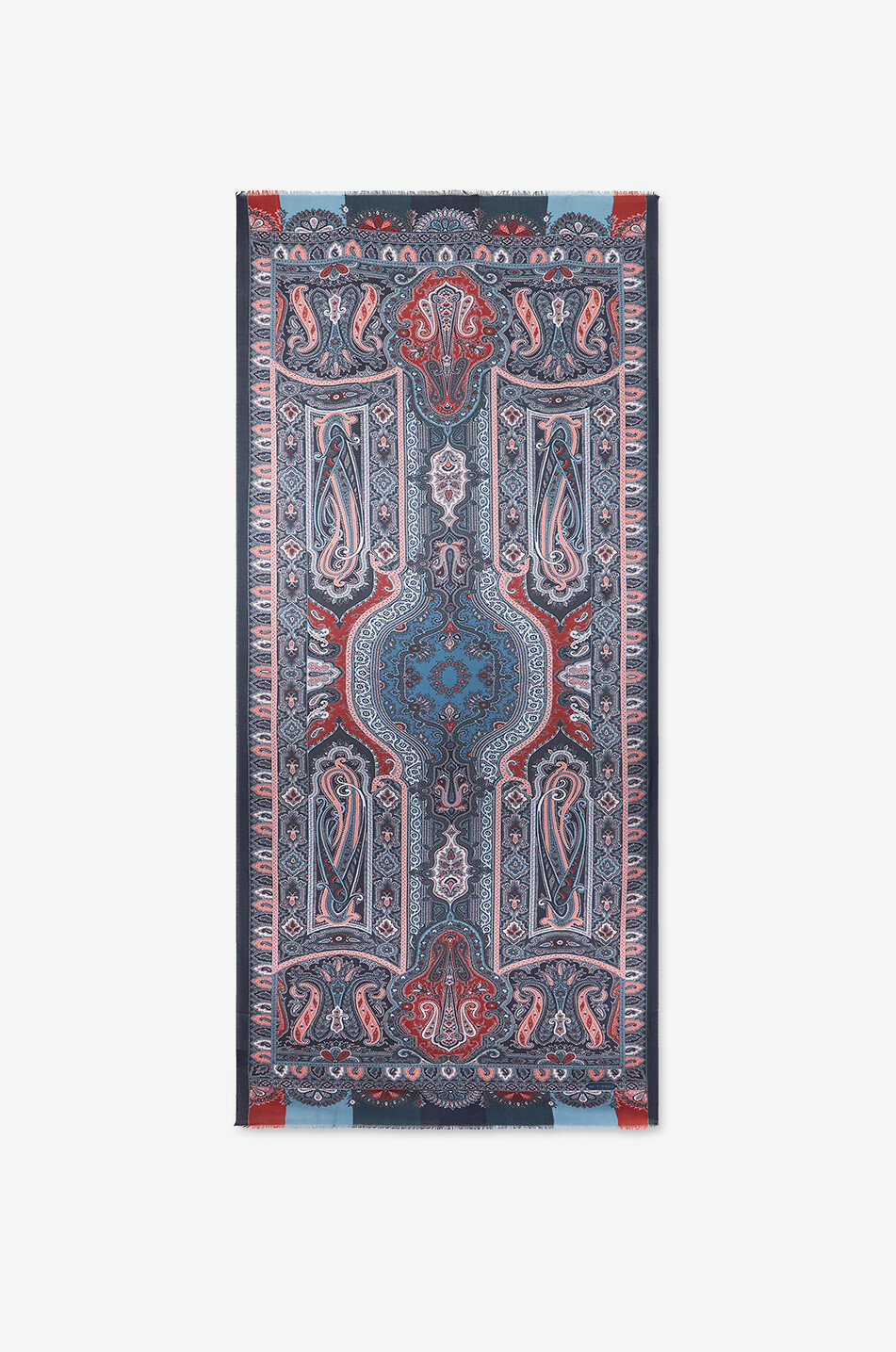 ETRO Bedruckter Seiden- und Kaschmirschal Paisley Florals Herren MITTELBLAU 1