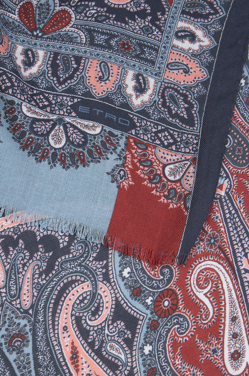 ETRO Bedruckter Seiden- und Kaschmirschal Paisley Florals Herren MITTELBLAU 3