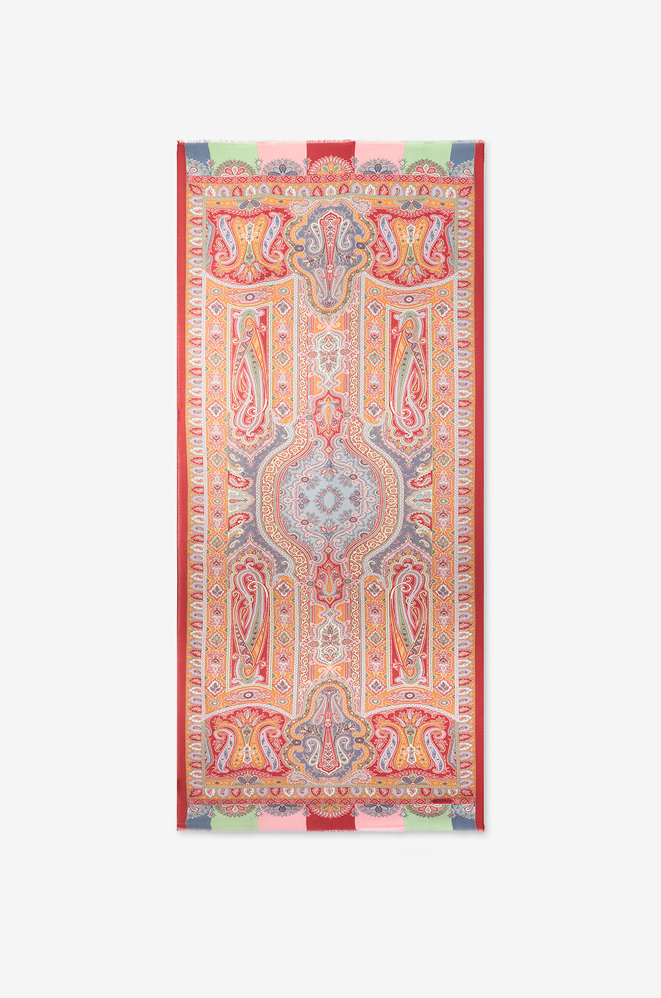 ETRO Paisley Florals printed cashmere and silk scarf Men MEDIUM RED 1